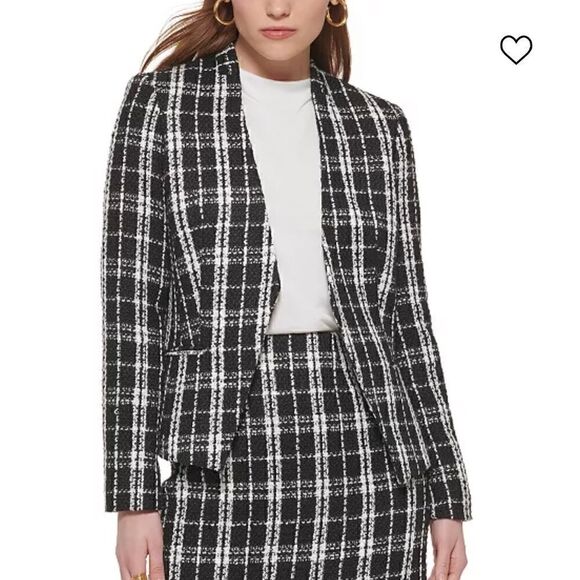 NWT- Calvin Klein- Black & White Tweed Open Front Blazer Jacket, Plus Size 14 - Picture 13 of 13